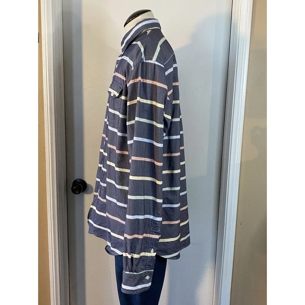 Brooks Brothers Red Fleece Extra Large XL‎ Blue Cotton Button Down Striped Shirt